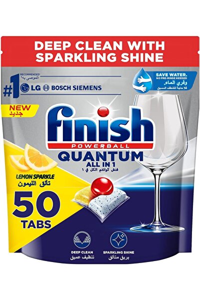Finish Powerball Quantum Dishwasher Detergent, Lemon Sparkle Scent, 50 Tabs