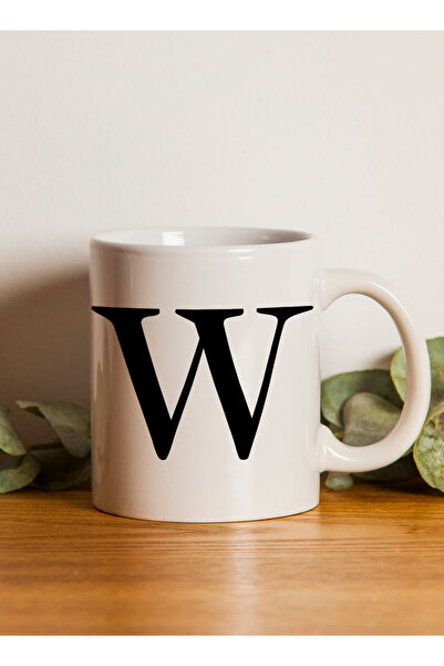 LOWHA 11 oz Ceramic Mug with Letter W Design on Both Sides