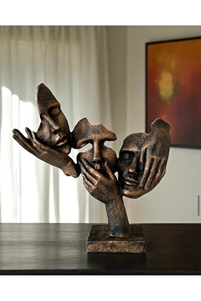 srs dizayn Soyut Yüz Temalı Dekoratif Obje (Görmedim-Duymadım-Bilmiyorum)