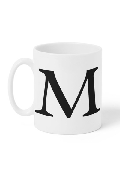 LOWHA 11 oz Ceramic Mug with Letter M Design on Both Sides