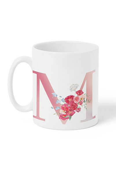 LOWHA 11 oz Ceramic Mug with Letter M Design on Both Sides