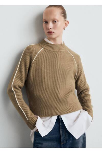 MANGO Woman Kontrast çizgili perkins yaka jarse