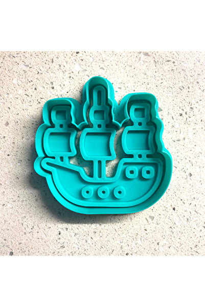 Craftelle Kalyon Gemi Cookie Mold and Stamp Set |   Three-Masted Pirate Ship |   Sugar Paste |   Clay Dough