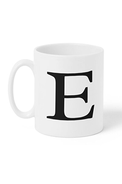 LOWHA 11 oz Ceramic Mug with Letter E Design on Both Sides