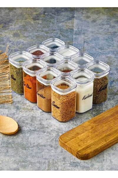 EBA HOME مجموعة من 12 وعاء توابل ميكا سعة 300 مل مع أغطية مانعة للتسرب