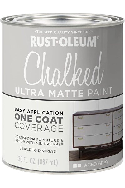 Generic Rust-Oleum Aged Gray 285143 Ultra Matte Interior Acrylic Chalked Paint 30 oz (Pack of 1)