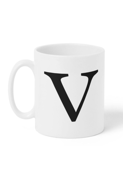 LOWHA كوب سيراميك سعة 11 أونصة بتصميم حرف V على كلا الجانبين