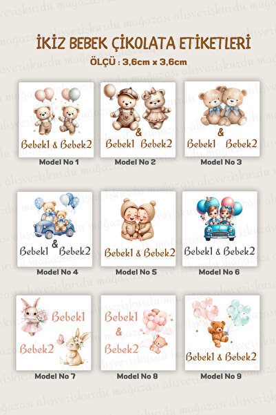 alışveriş kurdu İkiz Bebek Çikolata Etiketi - Doğum Günü Mevlüt Çikolata Etik...