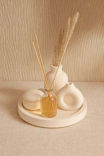 Genel Markalar 5'li Dekoratif Beyaz Renk Özel Tasarım Mumluk Ve Vazolu Oda Ko...