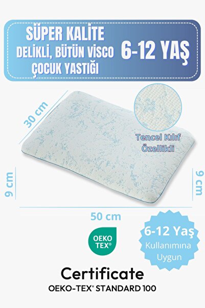 6-12 Years Old Children's Pillow Certified, Skin-Feeling Cotton Special Case, Breathable Whole Visco Sponge