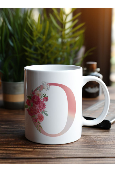 LOWHA 11 oz Ceramic Mug with Letter O Design on Both Sides