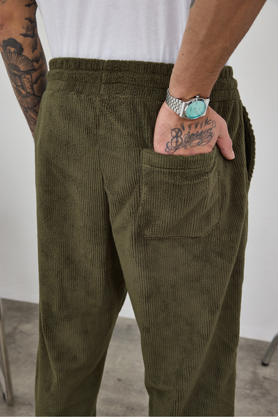 MADZEYMODA Premium Men's Baggy Fit Khaki Corduroy Pants Ls-23129