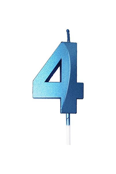 Teo Lumanare Cifra 4, , Model Diamond, 5 x 3.4 cm, Albastru