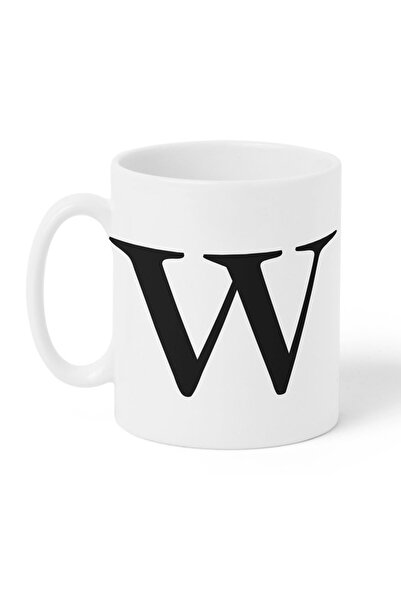 LOWHA 11 oz Ceramic Mug with Letter W Design on Both Sides