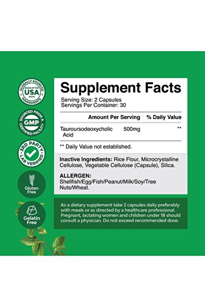 Natures Craft Advanced Bile Salt TUDCA Supplement - Extra Strength 500mg