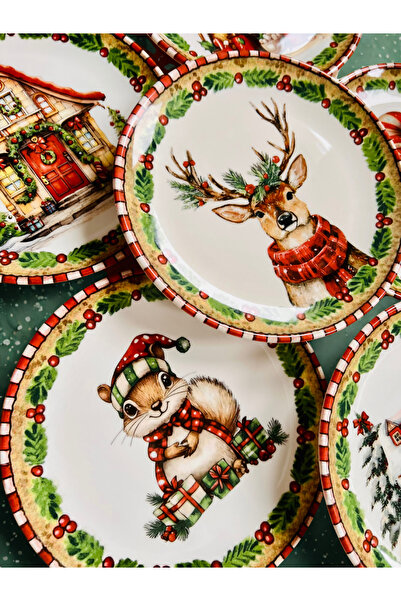 CASA DE BELLA Christmas Patterned Service Plate for 6 People, 6 Models