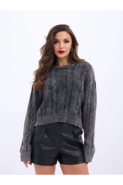 GENCULUS 43331 Knitwear Hair Braided Pulloveranthracite