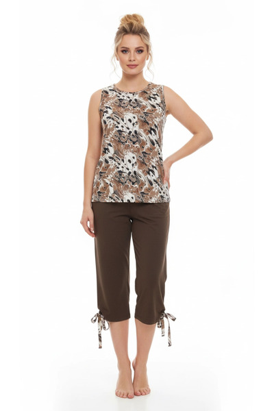 Findit Alaca Patterned Sleeveless Capri 22203