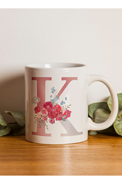LOWHA 11 oz Ceramic Mug with Letter K Design on Both Sides
