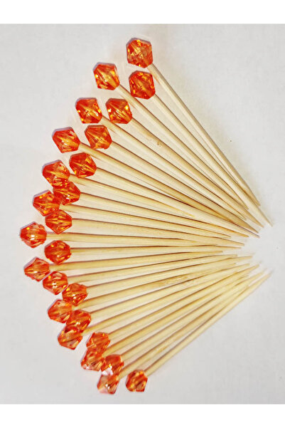 tm tasarı mağazası 15 Adet Dekoratif Turuncu Pırlanta Boncuklu Sunum Kürdanı ...