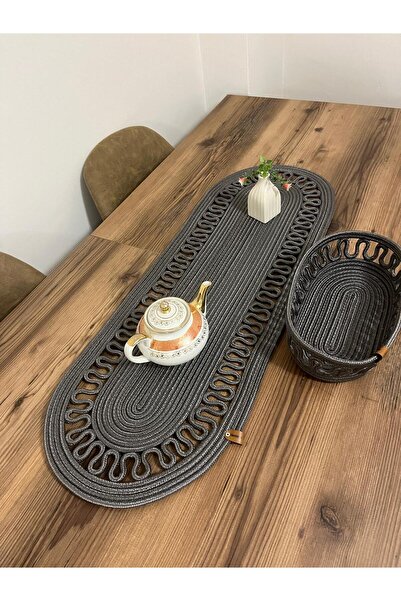 eftlyhome Runner Basket Set, Jute, Wicker, American Service, Cutlery Set, Plate Coaster, Presentation, Bread Basket