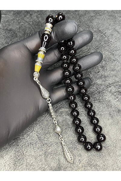 Mos Tespih 925 Ayar Gümüş İşleme İmameli Gürcistan Oltu Taşı Tesbih