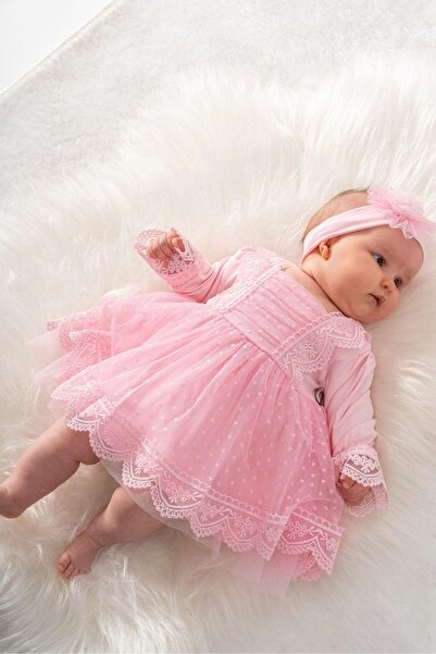 Buse&Eylül Bebe Pink Lace Baby Girl Tulle Dress