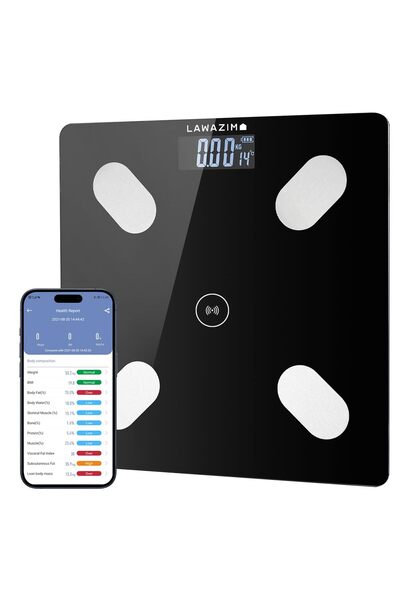 Lawazim Digital Body Scale with Bluetooth - Black - Glass Platform
