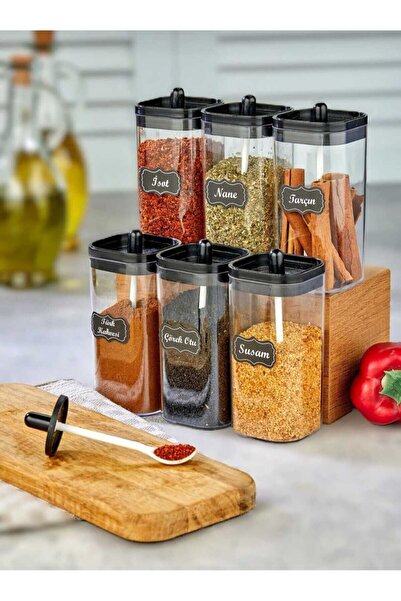 EBA HOME Set of 300 ml Acrylic Spice Shakers with 6 Spoons - Storage Containe...