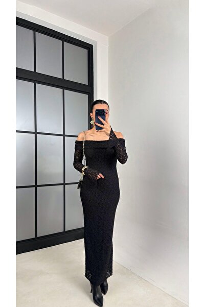 manana fashion Madonna Collar Lace Maxi Dress