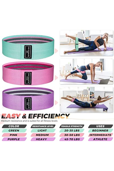 Generic RenoJ Resistance Bands, 5-Set Stretch Bands for Booty & Legs (Pink)