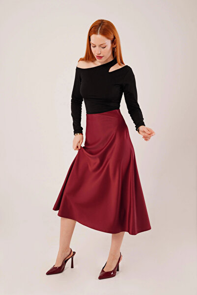 GENCULUS A-Line Midi Burgundy Aten Skirt