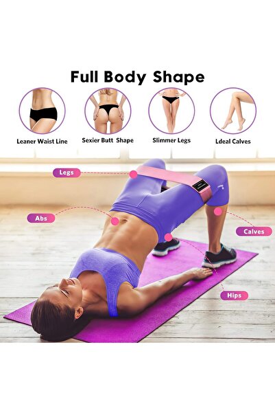 Generic RenoJ Resistance Bands, 5-Set Stretch Bands for Booty & Legs (Pink)