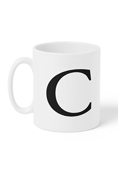 LOWHA كوب سيراميك سعة 11 أونصة بتصميم حرف C على كلا الجانبين