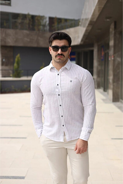 GENCULUS Men's Line Patterned Shirt