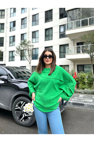 GENCULUS Women's Bat Sleeve Aerobin Fabric Blouse