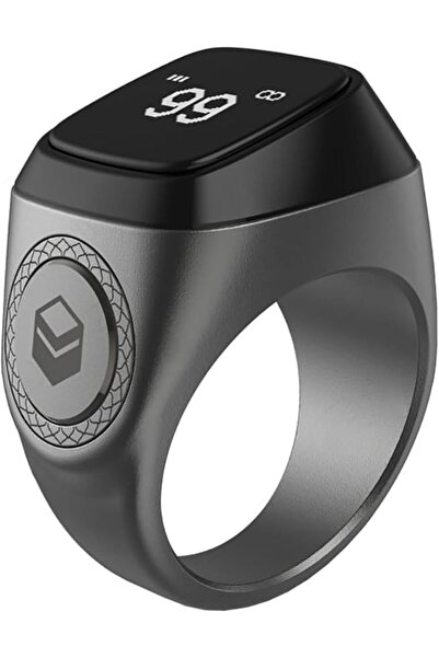 Generic Metal Alloy M02/M02 Pro Smart Zikr Ring - OLED, Bluetooth, 5 Prayer Reminders (Graphite, 18mm)