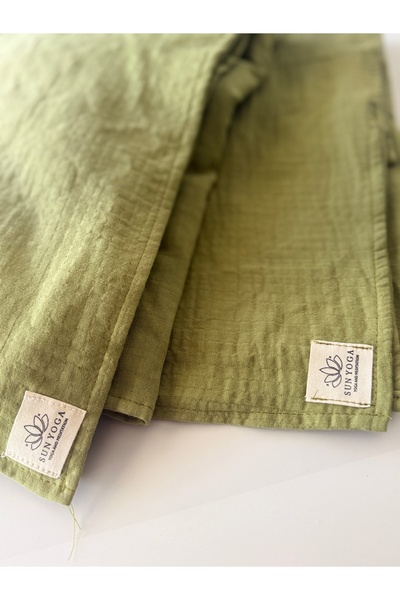 SUNYOGA Shavasana Meditation & Yoga Blanket – 100% Organic Cotton Muslin, Khaki Color