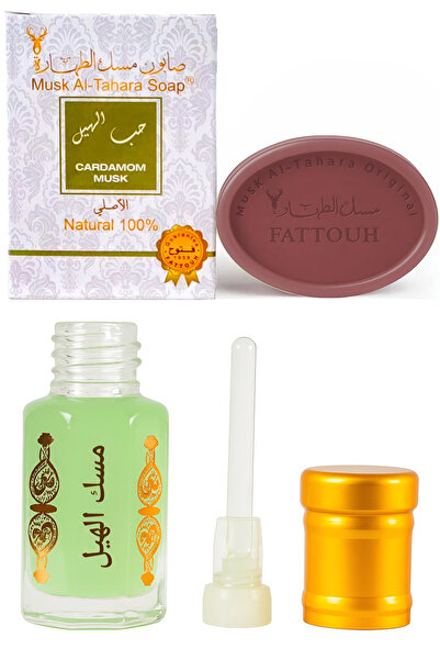 MUSK AL TAHARA Cardamom Musk Body Soap + Cardamom Musk 6ml Alcohol-Free Cardamom Musk Perfume Oil (Original)