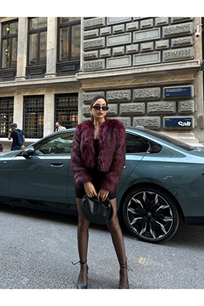 Queensland Non-Shedding Fashion Women's Fur Crop Coat – Short and Stylish Standing Jacket