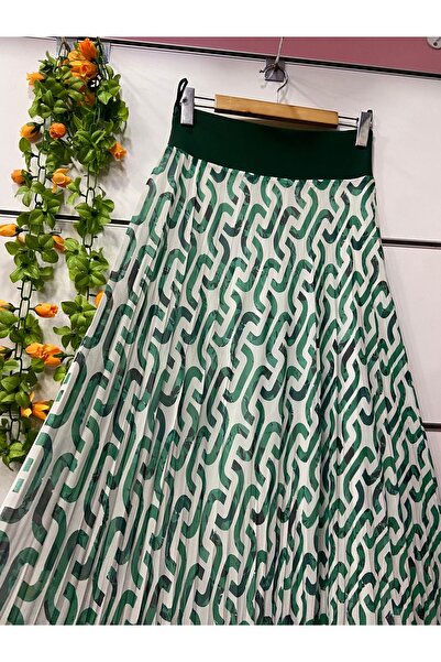 edu collection Patterned Chiffon Bohe Bell Skirt with Lining