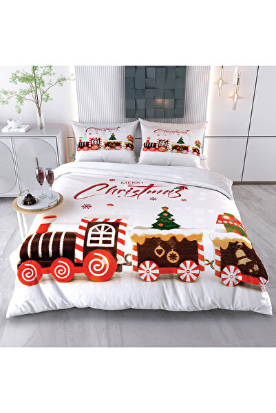 Evimemoda Christmas Themed Merry Christmas 3D 3-Dimensional Double Duvet Cover Set