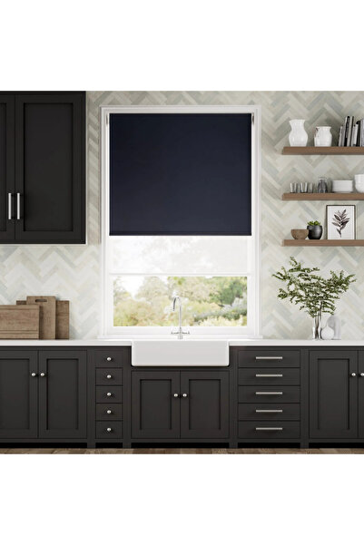 YS PERDE TASARIM Screen Çiftli Sistem Store Perde (Screen+Blackout Stor)Alüminyum Kasalı Yüksek Kaliteli-Beyaz/Siyah