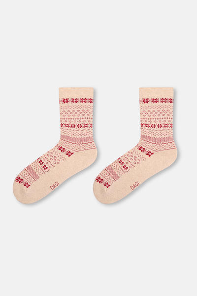 Dagi Women's 2-Piece Snow Patterned Towel Socks