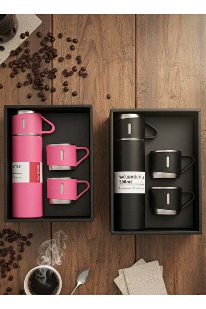 Generic Stainless Steel Vacuum Bottle Gift Set 500ml with 2 Cups