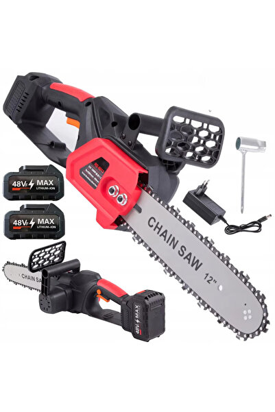 SokShop 12-inch Chainsaw with 2 Batteries, 48V Lithium, 1 Blade, 1200W, 4800 rpm, 305 mm