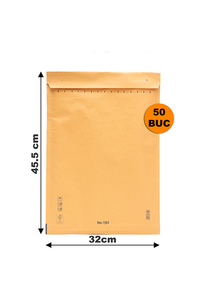 OEM Set of 50 Brown Shockproof Bubble Mailers I19, 320x455+50 mm, Self-Adhesi...