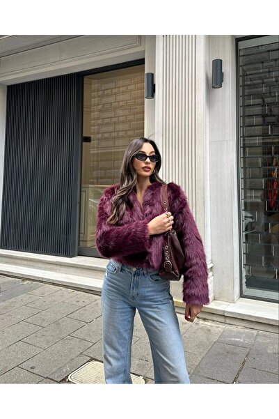 Queensland Non-Shedding Fashion Women's Fur Crop Coat – Short and Stylish Standing Jacket