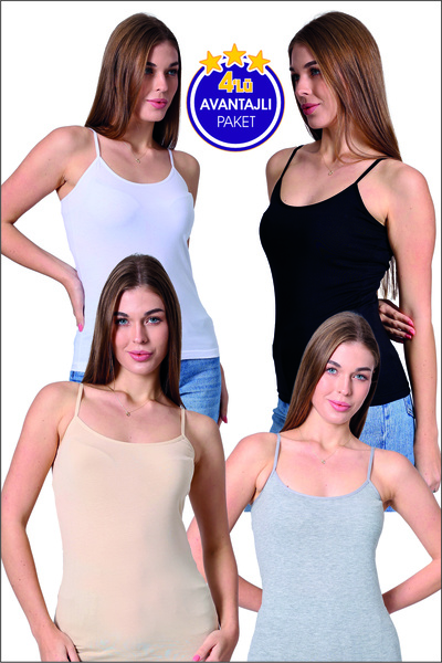 EcoFit Women's Straped Lycra T-Shirt 4-Piece Economic Pack