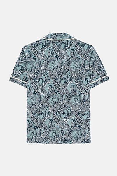 Dagi Ada Tea Shawl Patterned Shirt Pants Pajama Set